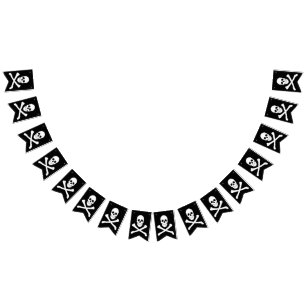 Banderines Fiesta pirata (cráneo y cruces) (Jolly Roger)