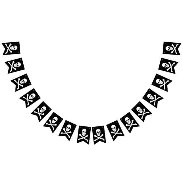 Banderines Fiesta pirata (cráneo y cruces) (Jolly Roger) (Todo)