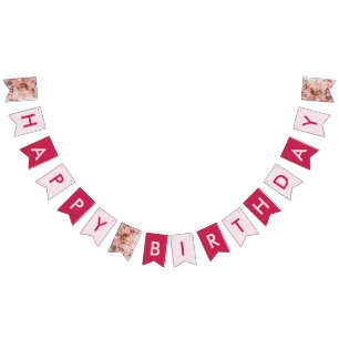 Banderines Fiesta Rosa Feliz Cumpleaños