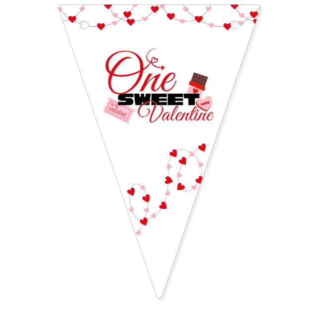 Banderines First Birthday Valentine’s Day Banner (Primera bandera)