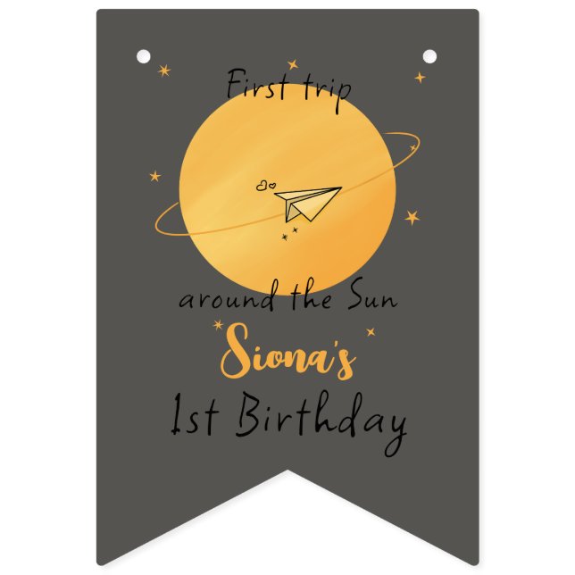 Banderines First Trip Around The Sun Paper Airplane Birthday (Primera bandera)