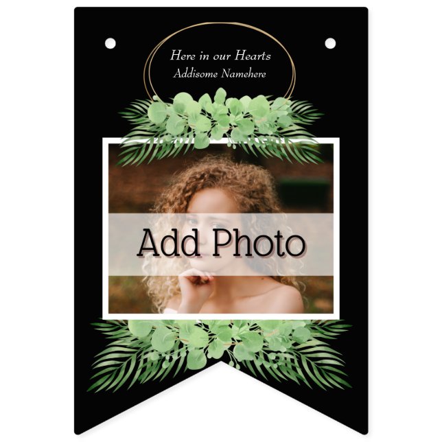 Banderines Flamingo rosa y patrón cardíaco negro (Primera bandera)