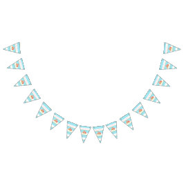 Banderines Flamingo Tropical Blue Stripe Baby Shower