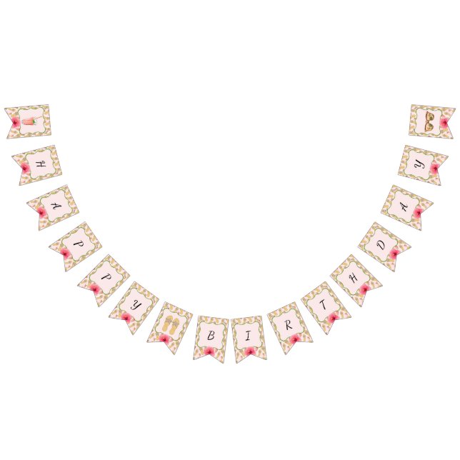 Banderines Flip Flops Y Lemonade Feliz Cumpleaños (Todo)