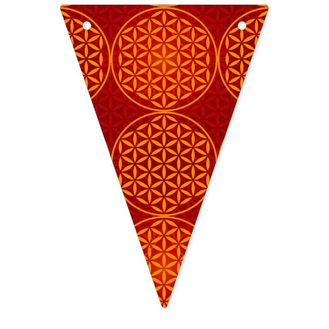 Banderines Flor de vida - patrón de sello - rojo naranja (Primera bandera)