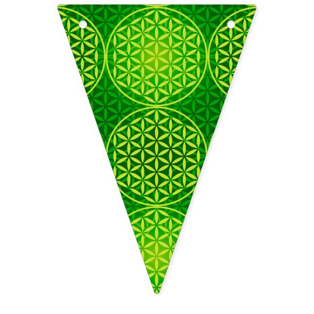 Banderines Flor de vida - patrón de sello - verde (Primera bandera)