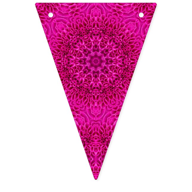 Banderines Flor rosa Vintage Fractal Kaleidoscope (Decimosexta bandera)