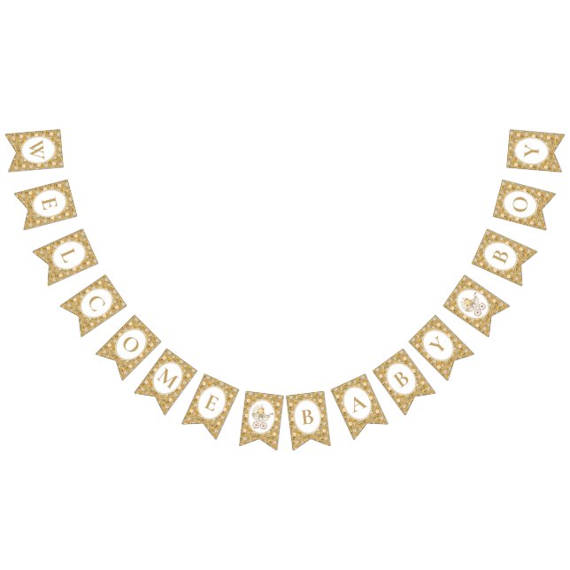 Banderines Floral Carriage Baby Boy Bunting Banner | Neutral (Todo)