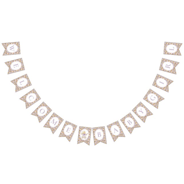 Banderines Floral Carriage Baby Shower Lavender Welcome (Todo)