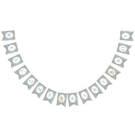 Banderines Floral Carriage Welcome Baby Boy Bunting Banner 