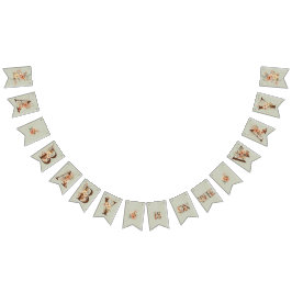 Banderines Floral de Boho en Baby Shower azul texturizado