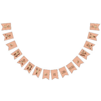 Banderines Floral de Boho en Baby Shower rosa