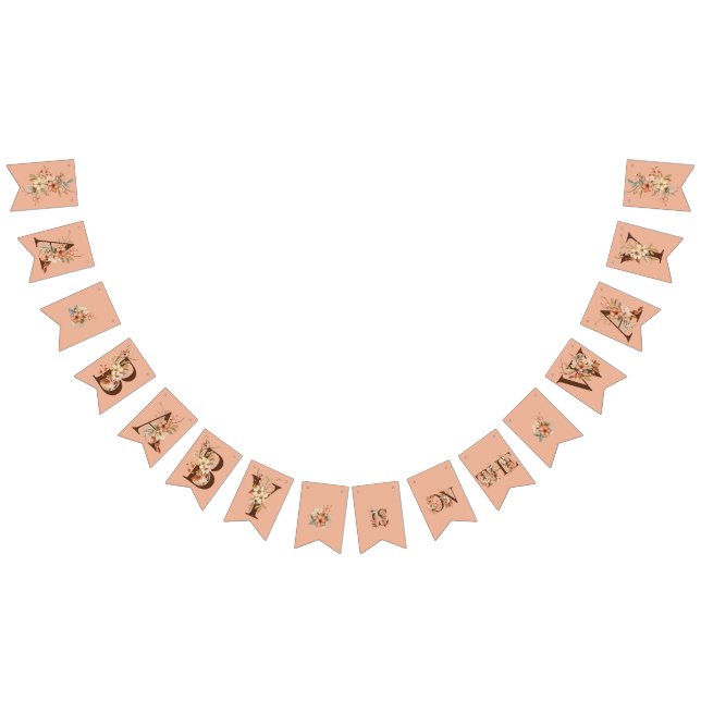 Banderines Floral de Boho en Baby Shower rosa (Todo)