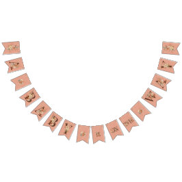 Banderines Floral de Boho en Baby Shower rosado texturizado