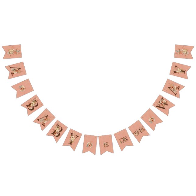 Banderines Floral de Boho en Baby Shower rosado texturizado (Todo)