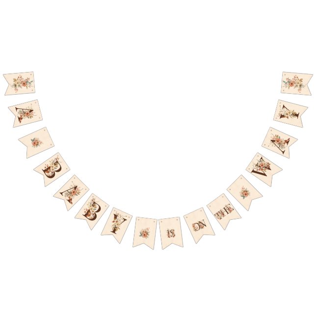 Banderines Floral de Boho en Baby Shower texturizado de marfi (Todo)