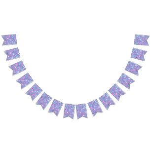 Banderines Floral de flores silvestres azules de bonito