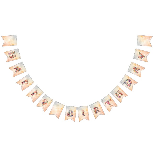 Banderines Floral Happy Birthday Bunting – Elegant Banner (Todo)