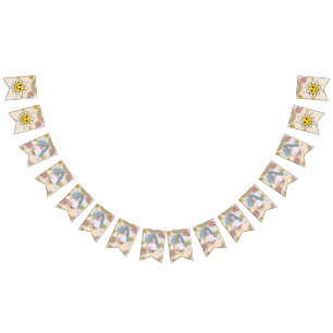 Banderines Flores de arcoiris de margarita primer cumpleaños