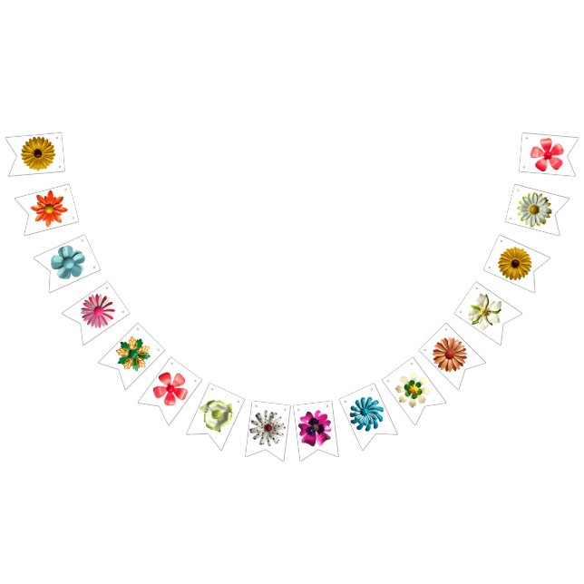 Banderines Flores retro MOD Primavera Boda Jardín de verano (Todo)