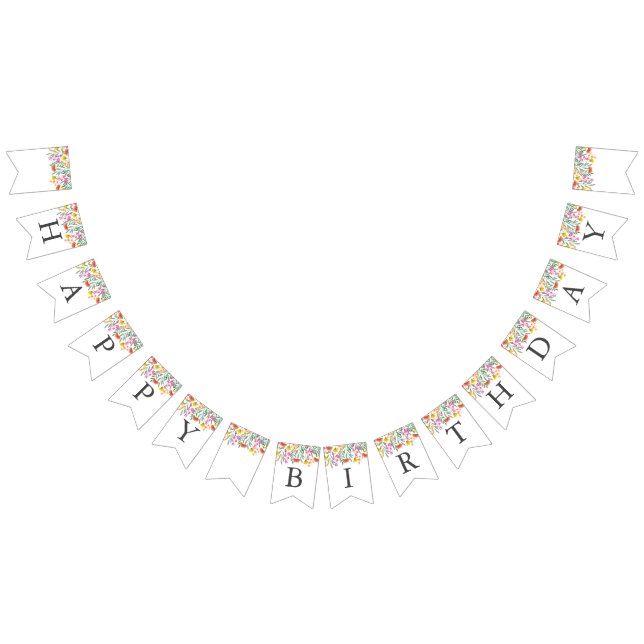 Banderines Flores silvestres modernas Niña Fiesta de primer c (Todo)