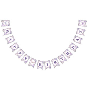 Banderines Flores silvestres y mariposas feliz cumpleaños