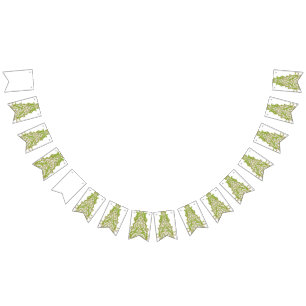 Banderines fondo de pantalla verde y blanco con motivos ornam