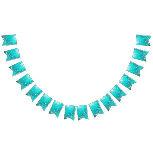 Banderines Fondo de Relieve metalizado turquesa de mimbre