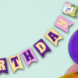 Banderines Foto de cumpleaños de Unicorn, Personalizado Paste