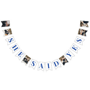 Banderines Foto de pareja ducha real azul de novia