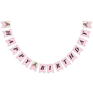 Banderines Foto Degradado Rosa Rubor Feliz Cumpleaños