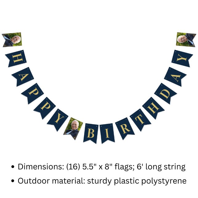 Banderines Foto Marina Dorado 80 Cumpleaños Feliz (SEE FULL SUITE AT BOTTOM)