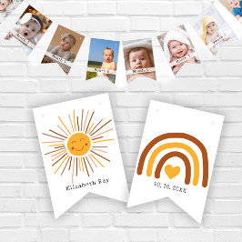Banderines Foto personalizada del Boho First Birday Monthly