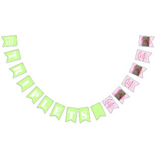 Banderines Foto verde del Chica Triplet Pink