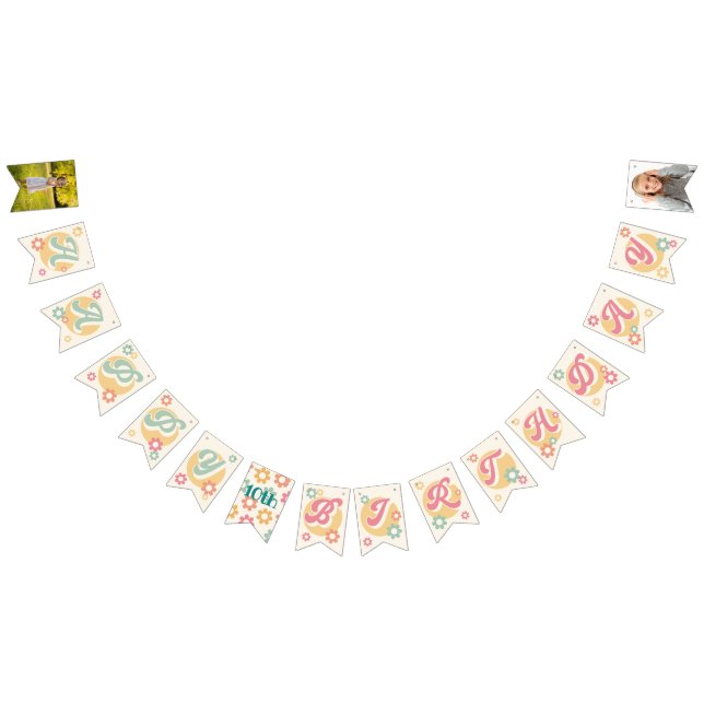 Banderines Fotografía feliz cumpleaños de Groovy 60 de las fl (Todo)