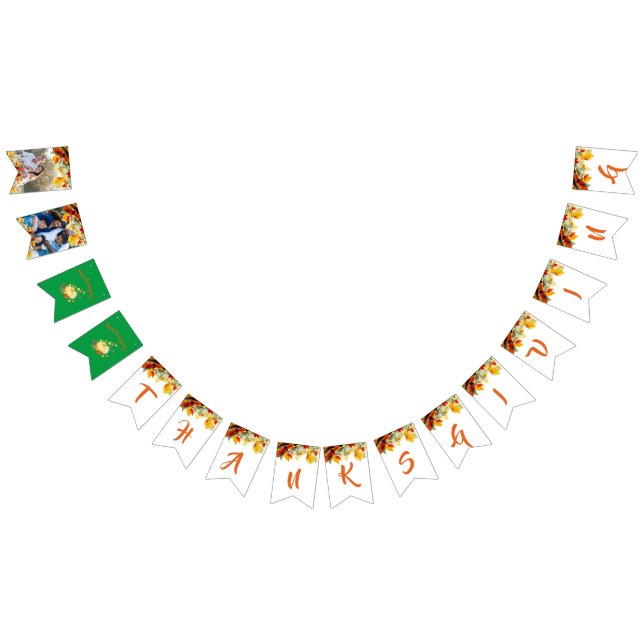 Banderines Fotos de Acción de Gracias texto hojas de acuarela (Todo)