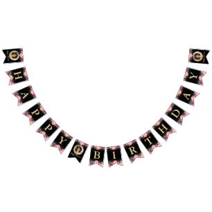 Banderines Fotos personalizadas Nacimientos de Oro Negro Flor