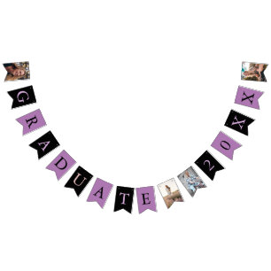 Banderines Fotos personalizados Moda Graduado negro morado