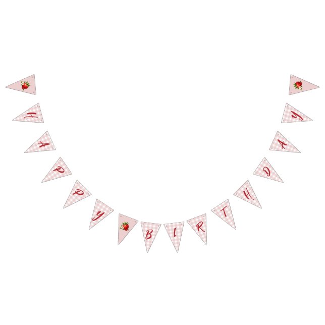 Banderines Fresa Berry Primer cumpleaños Pink Gingham (Todo)