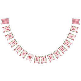 Banderines Fresa Rosa Cute Feliz cumpleaños