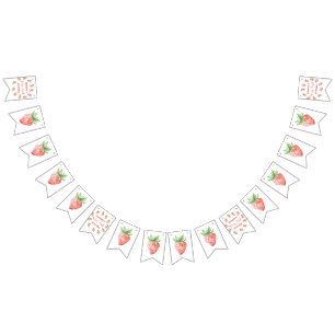 Banderines Fresas de color de agua fiesta de primer cumpleaño