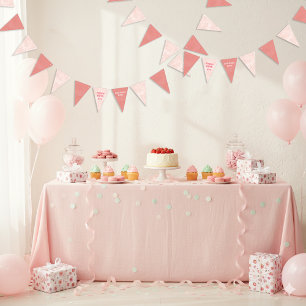 Banderines Fresas rosadas acuarela Feliz cumpleaños