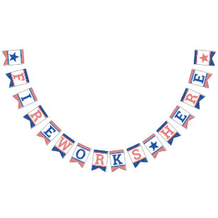 Banderines Fuegos artificiales Acá Estrella Azul Blanco Rojo