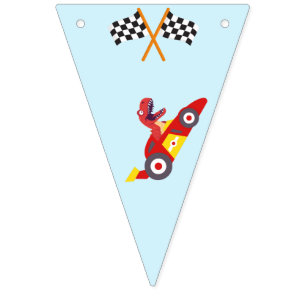 Banderines Funny Dinosaur racing car boy kids Birthday fiesta