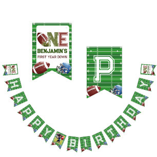 Banderines Fútbol Primer Año Abajo Cumpleaños