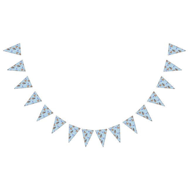 Banderines Gatos en caja y gotas de leche en azul (Todo)