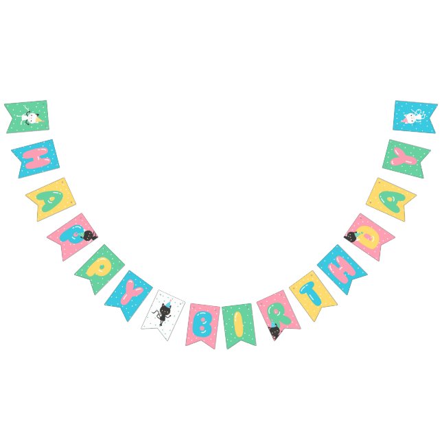 Banderines Gatos y cumpleaños de las letras del globo feliz (Todo)
