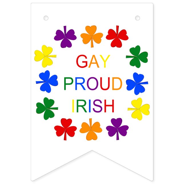 Banderines Gay Proud Irlandés LGBT Rainbow Shamrock (Primera bandera)