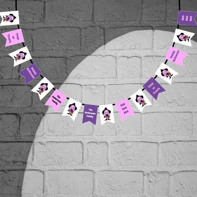 Banderines Ghoul Halloween Nombre de la familia de Personaliz (Subido por el creador)