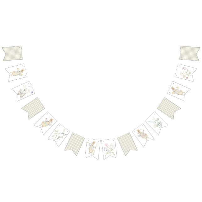 Banderines Gingham Peter the Rabbit Blue Monograma Baby Showe (Todo)